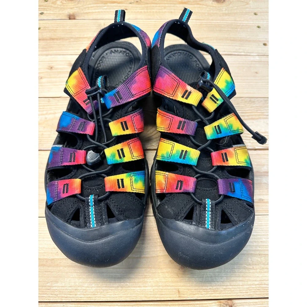 Keen Newport H2 Mens 12 Rainbow Tie Dye Black Waterproof Hiking Water Sandals